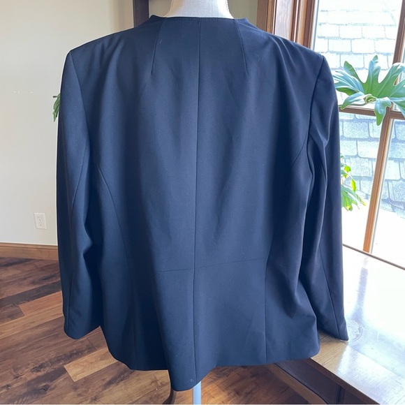 Tahari ASL Collarless Black Minimalist Neutral Blazer Jacket - Picture 3 of 12